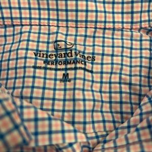 Vineyard vines Boys Button Plaid-pink and blue medium